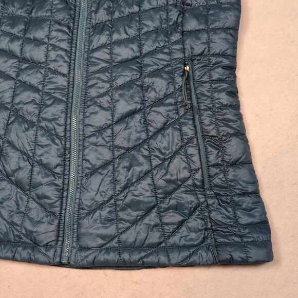 The North Face Womens XS Thermoball Teal Blue Puffer Vest Pockets Eco Insulated - Picture 4 of 14